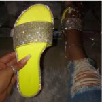 Fashion Snake Print Rhinestone Flat Slides