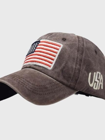 Fashion Washed Cotton Flag Letter Hat-Wholesale