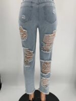 Fashion high waist ripped jeans