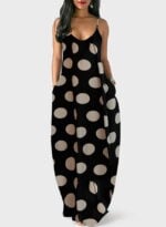 Fashion polka dot print suspender dress