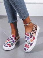 Fashion print stitching flat shoes