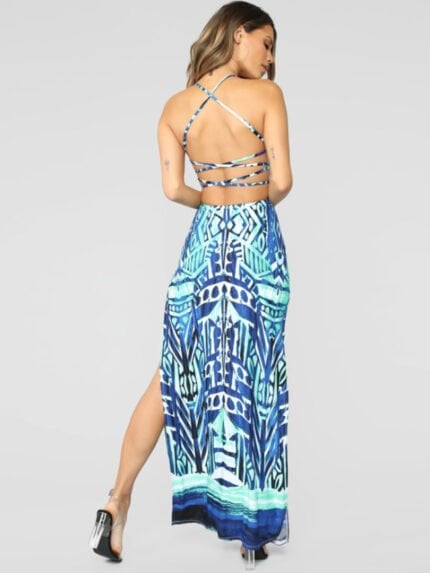 Fashion printed halter strap dress