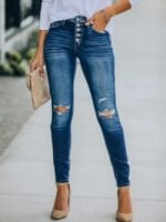 Fashion slim ripped denim pants