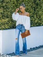 Flare Ripped High Rise Wide Leg Jeans