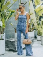 Flared Buttoned Front Denim Jumpsuit