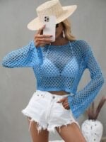 Wholesale Flared Sleeve Cutout Knit Top