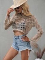 Wholesale Flared Sleeve Cutout Knit Top