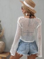 Wholesale Flared Sleeve Cutout Knit Top