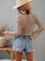 Wholesale Flared Sleeve Cutout Knit Top