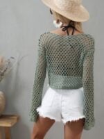 Wholesale Flared Sleeve Cutout Knit Top