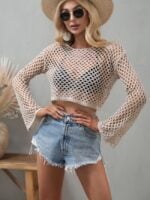 Wholesale Flared Sleeve Cutout Knit Top