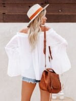 Wholesale Flared Sleeve Off Shoulder Sexy Top