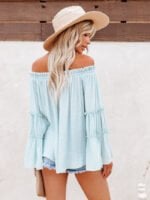 Wholesale Flared Sleeve Off Shoulder Sexy Top