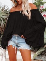 Wholesale Flared Sleeve Off Shoulder Sexy Top