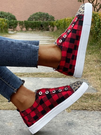 Flat Plaid Printed Canvas Shoes