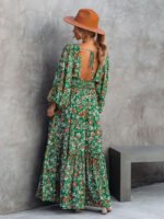 Wholesale Floral V-Neck Backless Dress