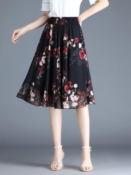 Floral Elegant Chiffon Skirt