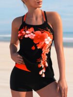 Floral Halterneck Strapless Swimsuit