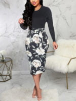 Floral Print Formal Bodycon Dress