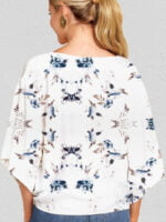 Floral Printing V-neck Knot Blouse