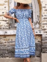 Floral Square Neck Midi Dress