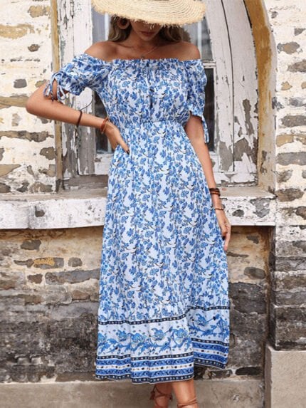 Floral Square Neck Midi Dress