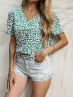 Floral V-Neck Chiffon Shirt