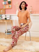 Wholesale Floral casual loungewear suit