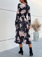 Floral v neck high waist maxi dress