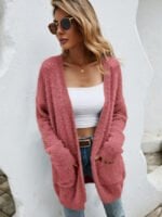 Fluffy Knit Cardigan Sweater