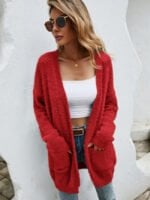 Fluffy Knit Cardigan Sweater