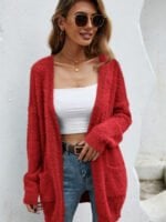 Fluffy Knit Cardigan Sweater