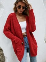 Fluffy Knit Cardigan Sweater