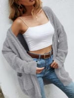 Fluffy Knit Cardigan Sweater