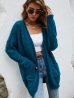 Fluffy Knit Cardigan Sweater