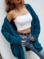 Fluffy Knit Cardigan Sweater