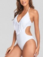 Fringed Solid One-Piece Swimsuit