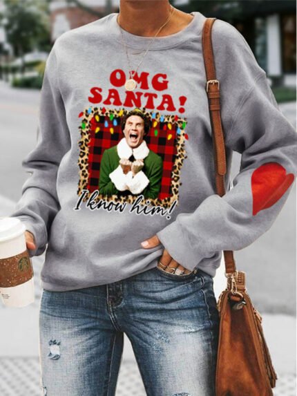 Funny print crew neck top