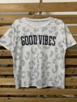 GOOD VIBES Leopard Print T-Shirt