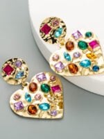 Geometric Colored Rhinestone Earrings