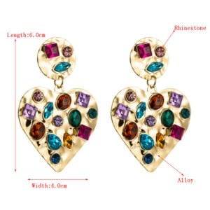 Geometric Colored Rhinestone Earrings