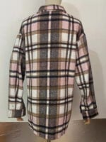 Geometric Plaid Print Pocketed Jacket