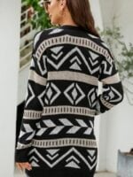 Geometric Print Button Knit Cardigan