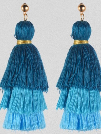 Gradient Colored Tassel Earrings