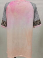 Wholesale Gradient Stripe Leopard Panel T-Shirt