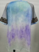 Wholesale Gradient Stripe Leopard Panel T-Shirt