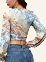 Gradient Tie-dye Drawstring Crop Top