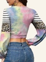 Gradient Tie-dye Drawstring Crop Top