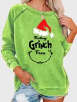 Green Christmas Print Long Sleeved Sweatshirt