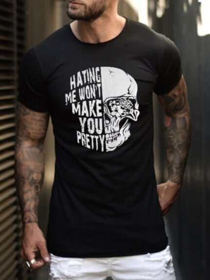 HATING ME Print Short Sleeve T-Shirt